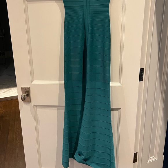 Herve leger teal long gown - Picture 3 of 4